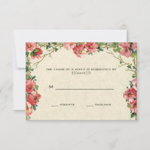 Fleurs roses roses florales, RSVP mariage vintage