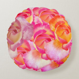 Fleurs roses roses Photo Coussin rond
