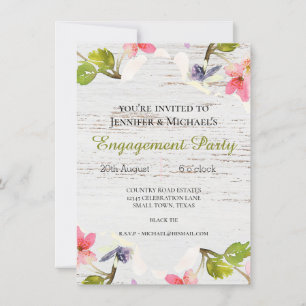 Fleurs roses rustiques sur invitation de fiançaill