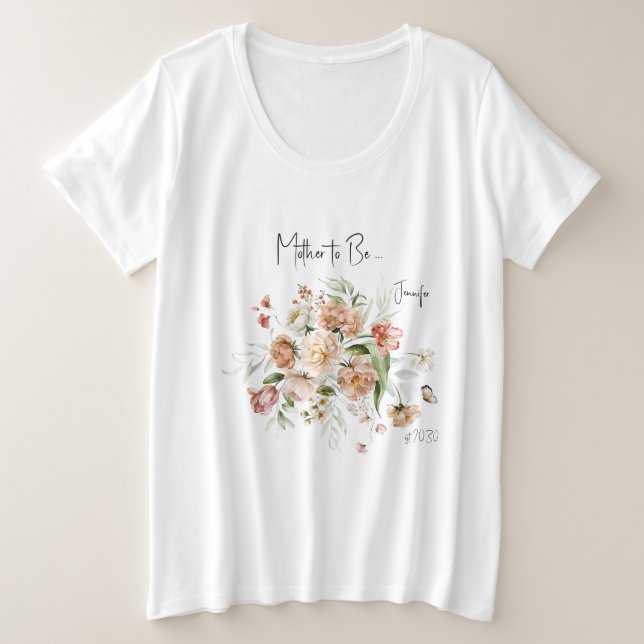 Fleurs roses saumon, future maman, Baby shower pou (Design devant)