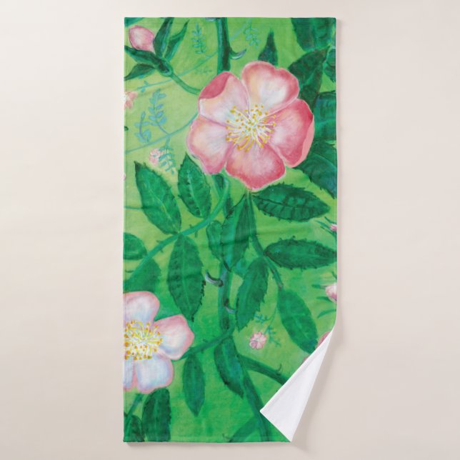 Fleurs roses sauvages (Serviette de bain)