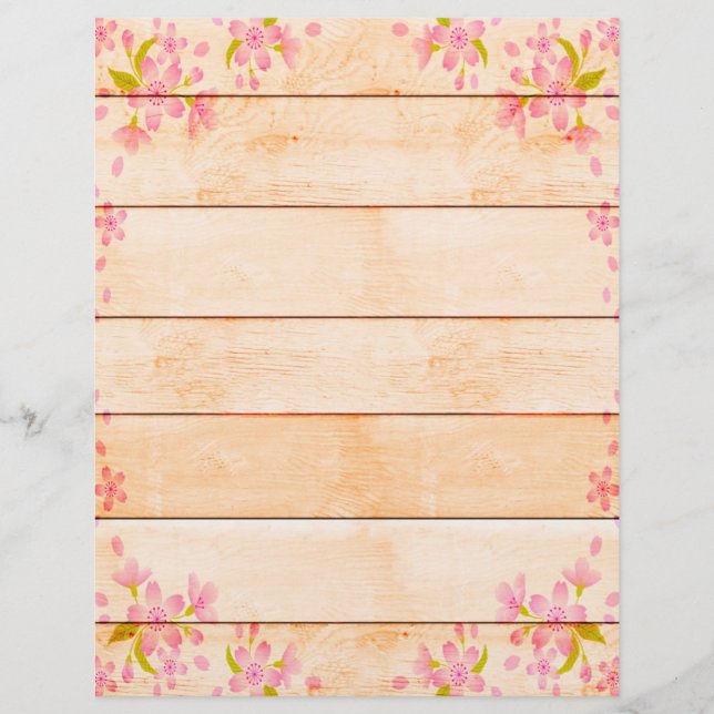 Fleurs roses sur bois (Devant)