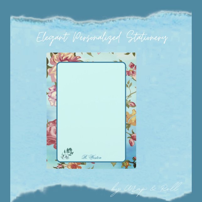 Fleurs roses sur fond bleu personnalisé (Créateur téléchargé)