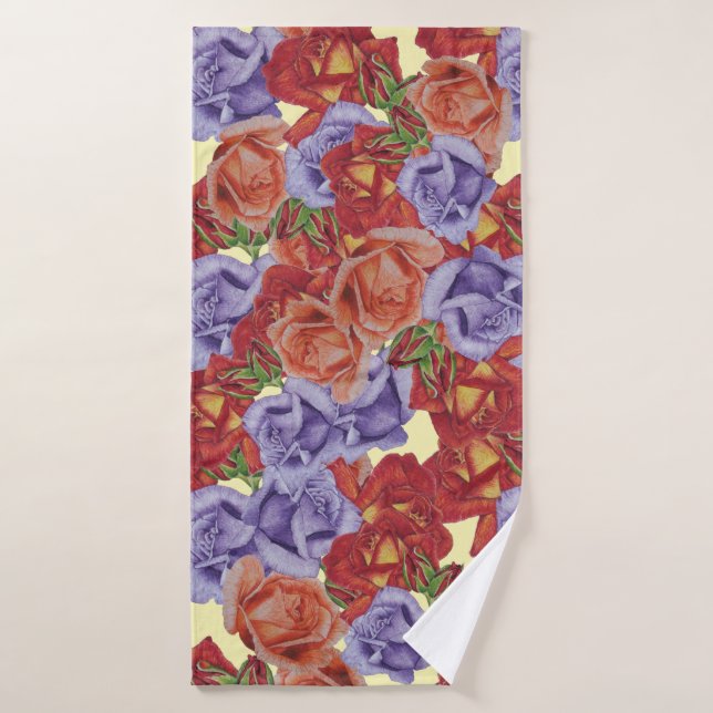 fleurs roses uniques, grandes et audacieuses, flor (Serviette de bain)