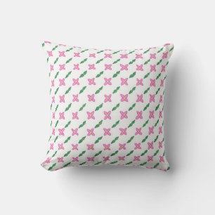 Fleurs roses Vert Feuille Motif Coussin