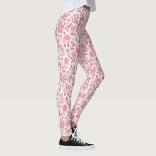 Fleurs roses vintages Leggings d'Art Floral