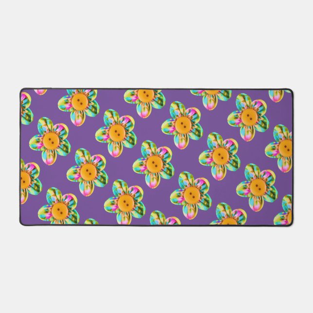 Fleurs roses, violettes, jaunes sur violet (Recto)