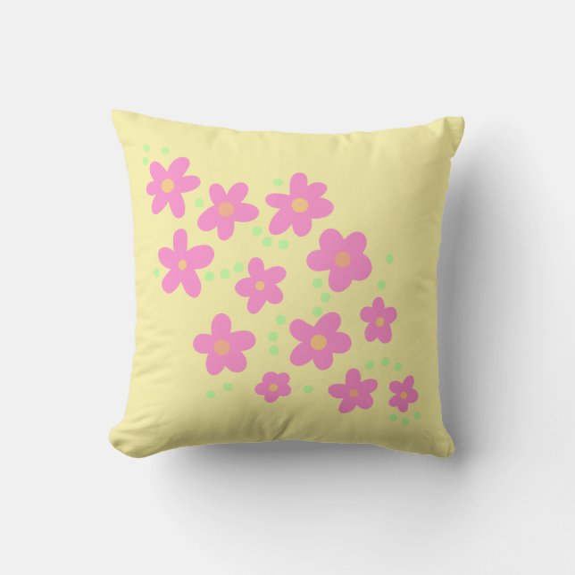 Fleurs roses Whimsical Lancer Oreiller (Recto)