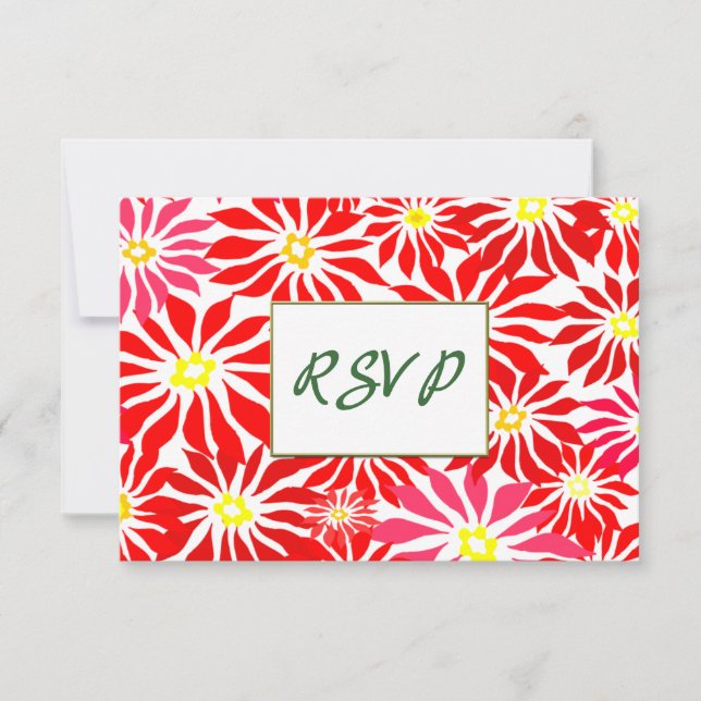 Fleurs Rouge Poinsettia Editable Holiday RSVP (Devant)