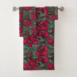 Fleurs rouges, aquarelle motifs floraux.