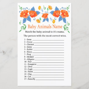Fleurs rouges Bébé Animaux Nom Jeu