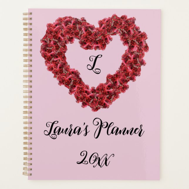 Fleurs rouges Coeur avec texte personnalisable, im (Devant)