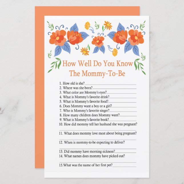 Fleurs rouges Comment bien connaissez-vous le jeu  (Devant / Derrière)