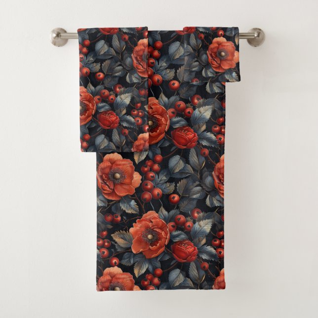 Fleurs rouges en noir (En situation)