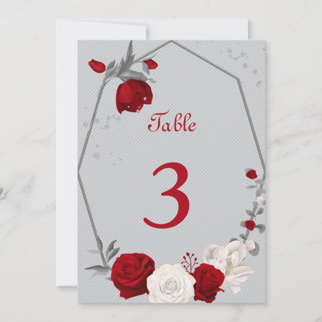 fleurs rouges et blanches numéro de table (Devant)