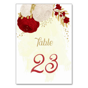fleurs rouges et blanches numéro de table de maria