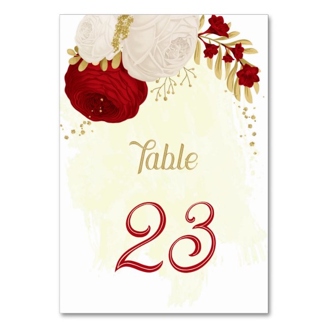 fleurs rouges et blanches numéro de table de maria (Par défaut)