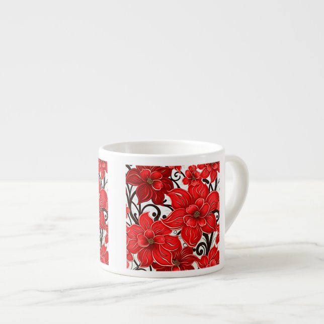 Fleurs rouges Motif Espresso Mug (Devant droit)