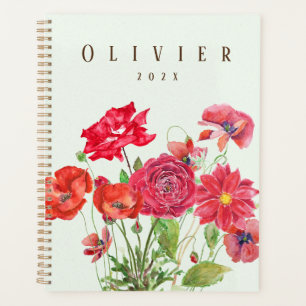 fleurs rouges rose pavot aquarelle peinture