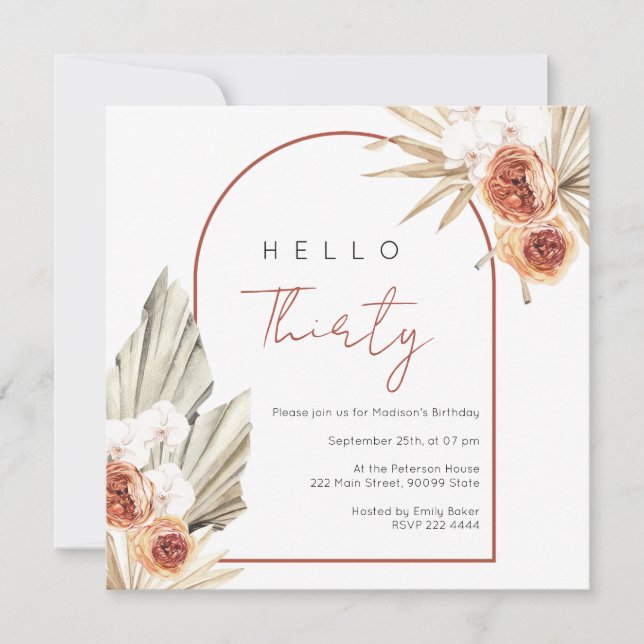 Fleurs Rouges Rouges Invitation Anniversaire (Devant)