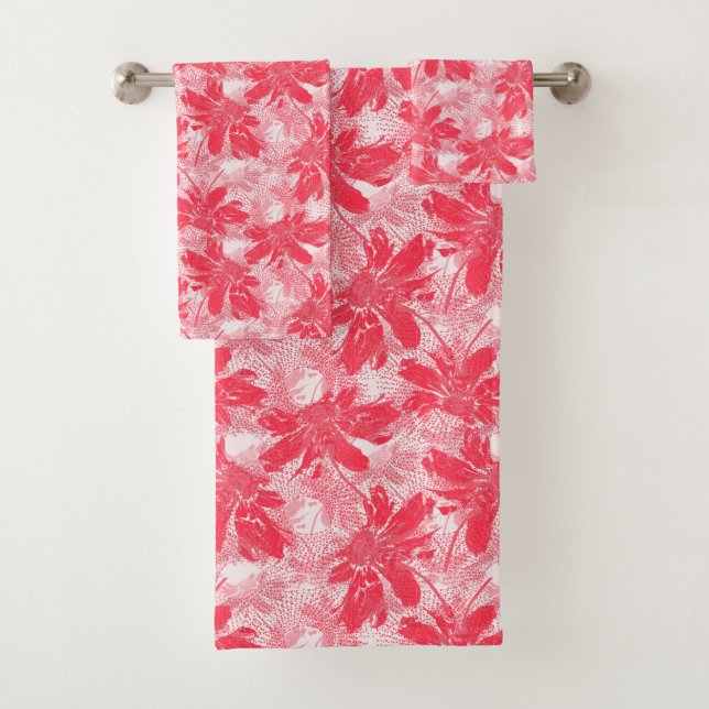 Fleurs rouges sur blanc. (En situation)