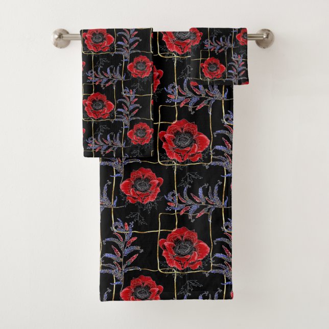 Fleurs rouges sur le noir. (En situation)