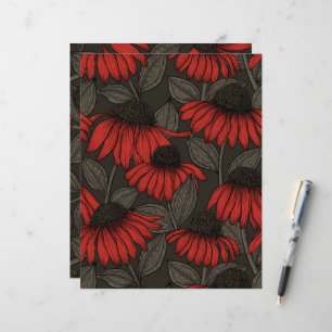 Fleurs rouges sur marron