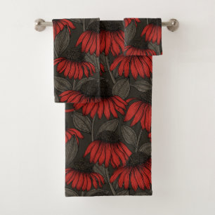 Fleurs rouges sur marron