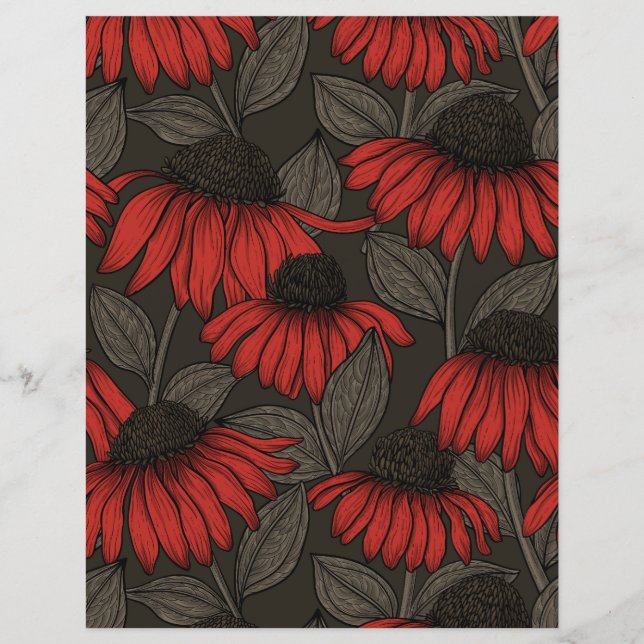 Fleurs rouges sur marron (Devant)