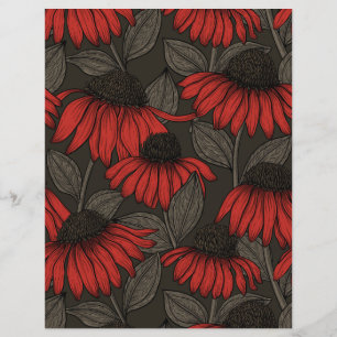 Fleurs rouges sur marron