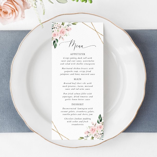 Fleurs Rougissantes, Fleurs Roses, Menu de Baby Sh (Créateur téléchargé)