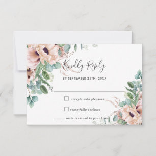 Fleurs rousses rustiques Eucalyptus Mariage Carte