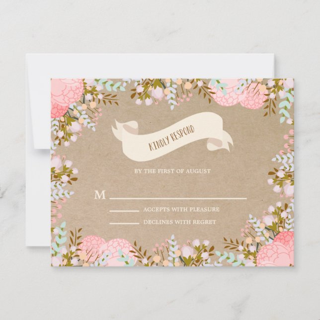 Fleurs Rustiques | Carte de réponse de mariage (Devant)