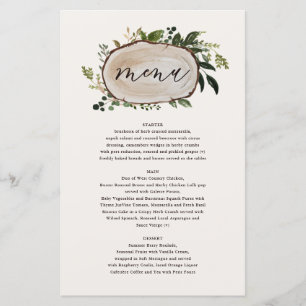 Fleurs rustiques et bois de cerf menu mariage