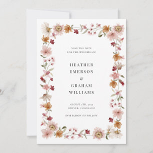 Fleurs Rustiques Faire-Part de Date de Mariage