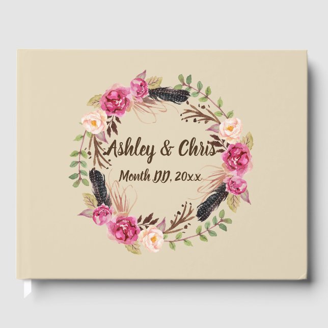 Fleurs Rustiques Livre d'Invité Boho Floral Livre  (Recto)