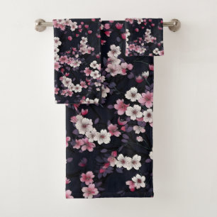 Fleurs Sakura Roses Noires, Design Motif,