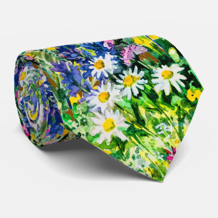 Fleurs sauvages à l'aquarelle artistique cravate
