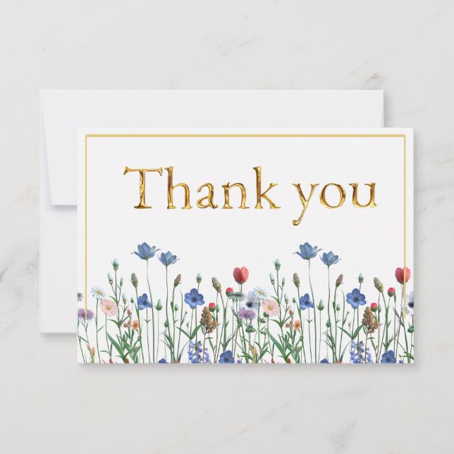 Fleurs sauvages avec Elegant Gold Script Merci (Devant)