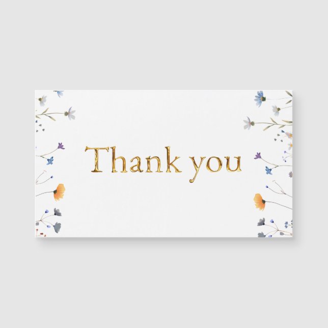 Fleurs sauvages avec Elegant Gold Script Merci (Devant)