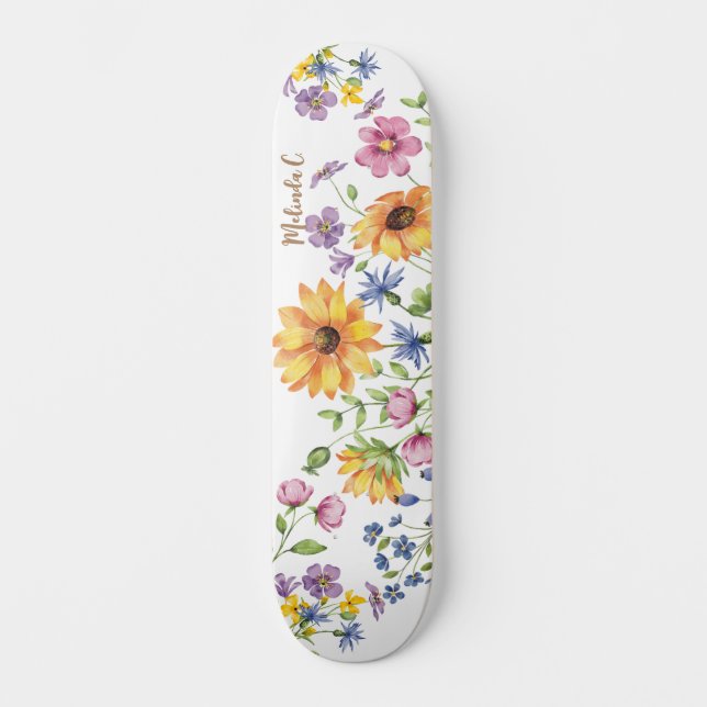 Fleurs sauvages Avec Nom Skateboard (Recto)