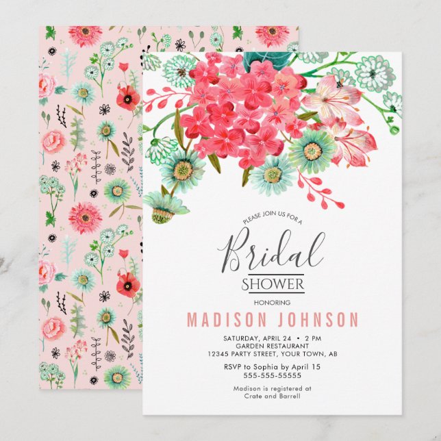 Fleurs sauvages | Baby Shower | Invitation (Devant / Derrière)
