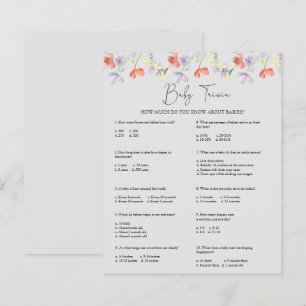 Fleurs sauvages Bébé Quiz Jeu de Baby Shower