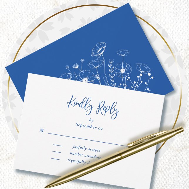 Fleurs sauvages blanches et bleues cobalt Boho RSV (Créateur téléchargé)