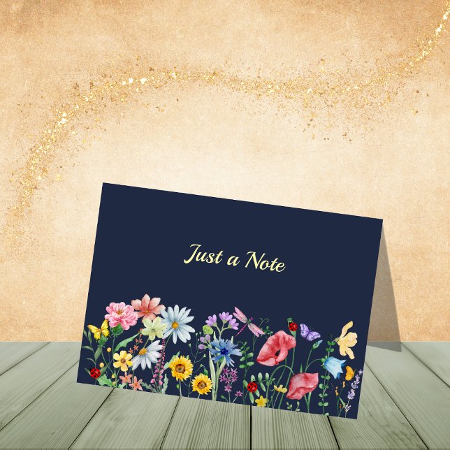 Fleurs sauvages bleu foncé dans les cartes de note (Personalize to add name or initials. Customize to change text, color, or style.)
