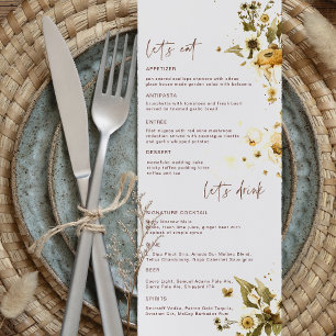 Fleurs sauvages bohèmes d'automne Menu de mariag