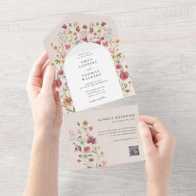Fleurs sauvages Boho en un mariage Invitation (Déchirure)