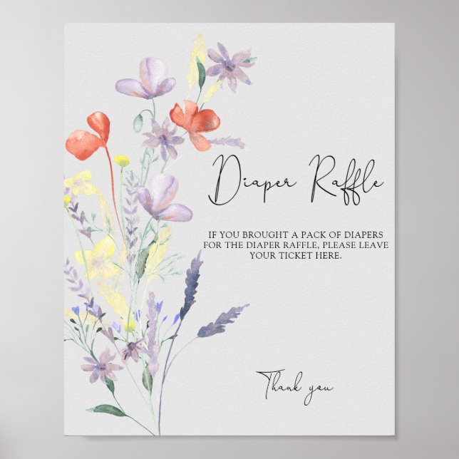 Fleurs sauvages Boho - Jeu de poster de tombola de (Devant)