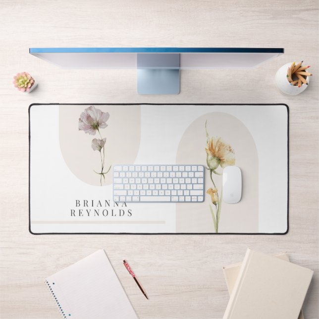 Fleurs sauvages Boho modernes simples sur blanc (Bureau 1)