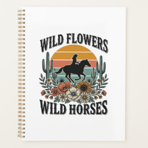 Fleurs sauvages Chevaux sauvages Chemise florale o